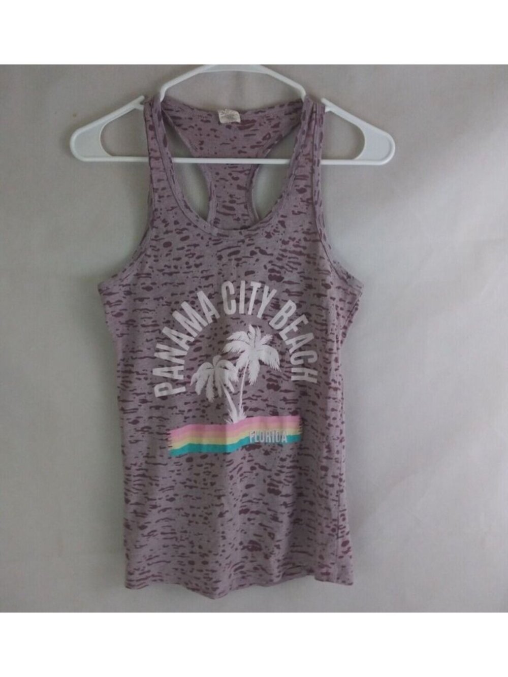 Exist Women's Purple Tank Top With Panama City Beach Florida Design Size Small